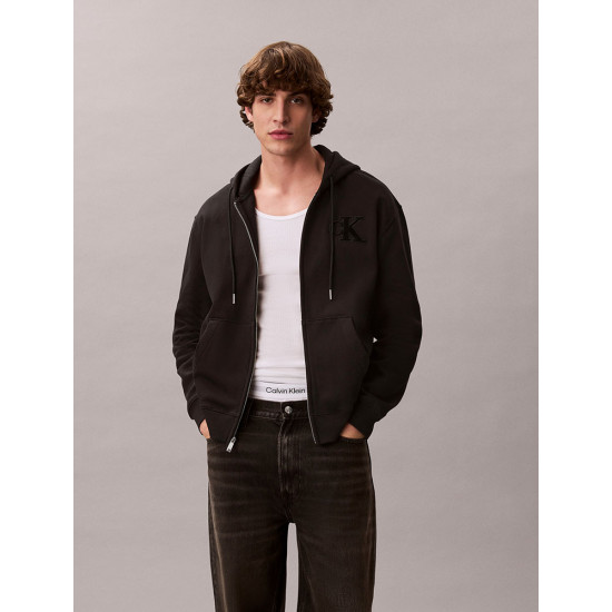 Calvin Klein Ανδρική ζακέτα Velvet Monogram Zip Thru Hoodie